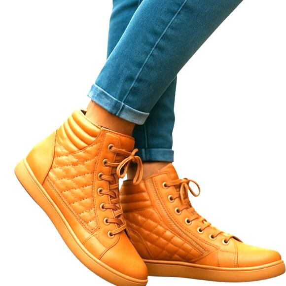 Forever 7 Brown Girl's Combat Ankle Boots 2 1/2 Inch High Heel Shoe Kids Lace Up - Picture 1 of 8